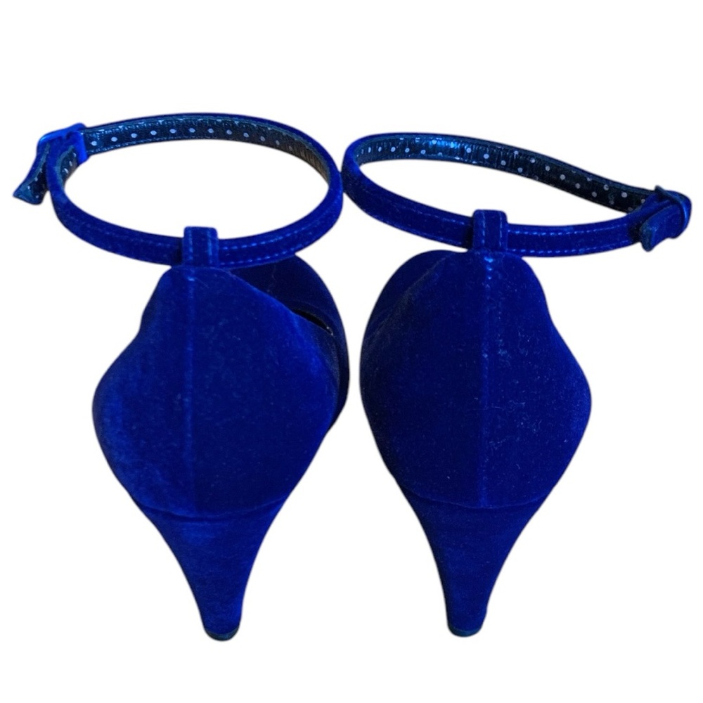 Fornarina Vintage Y2K Blue Velvet Ankle Strap Heels Pumps EU 37 US 6.5 - Picture 5 of 13